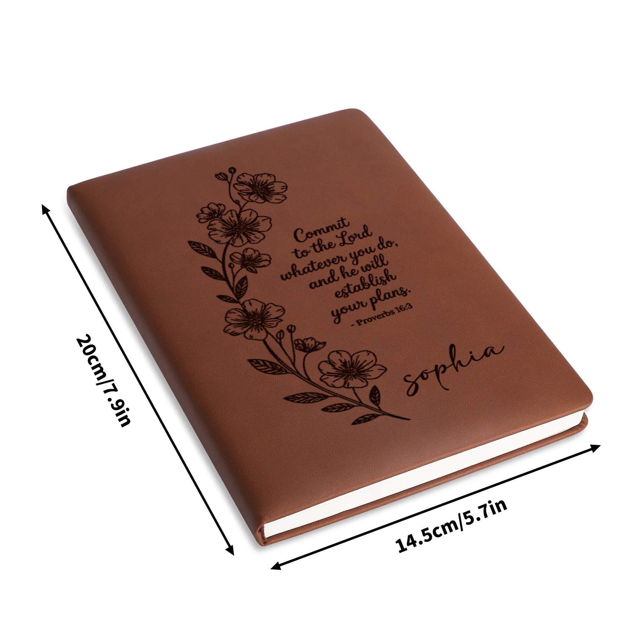 Personalized Christian Journal with "Proverb 16:3", Custom Faith Notebook, Religious Gift for Prayer and Reflection, Spiritual Diary for Women and Men. NBLAF70